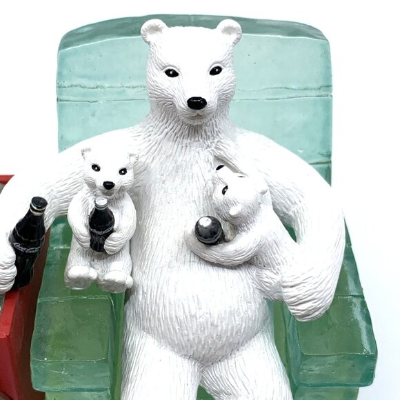 2003 Coca-Cola Mini Clock Polar Bear w/Cubs & Cooler CCM89 Tested Working 377 - Picture 7 of 16